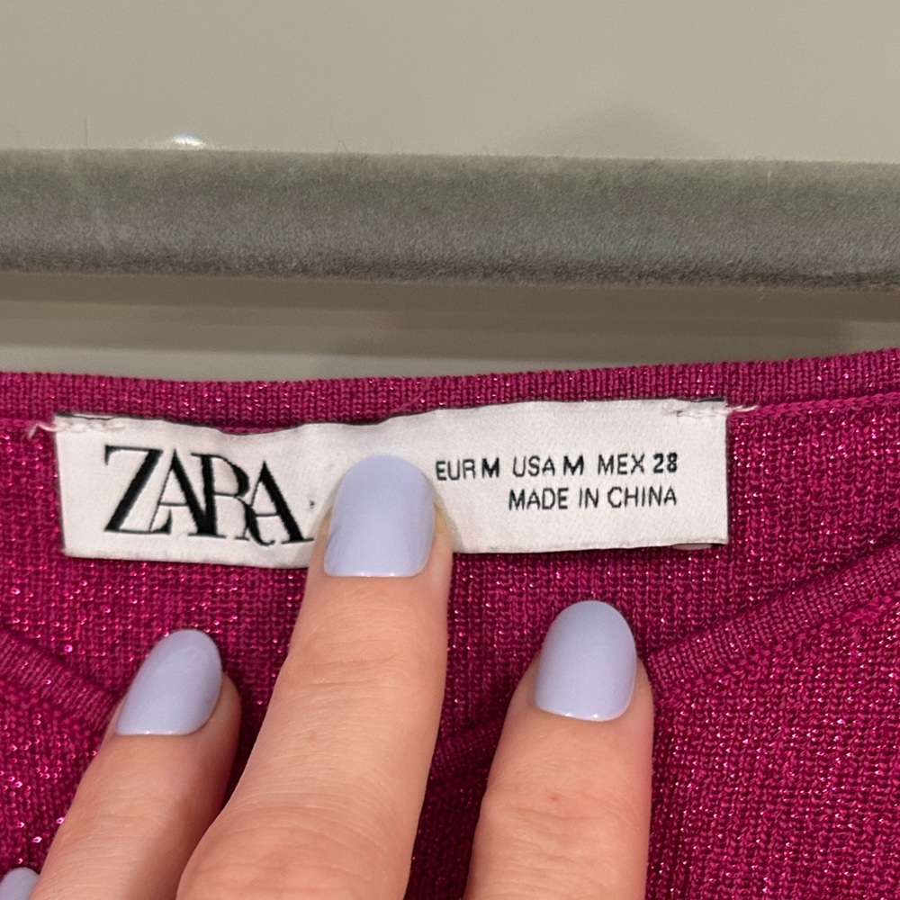 Zara Pink Ruffled Crop Blouse - Picture 7 of 7
